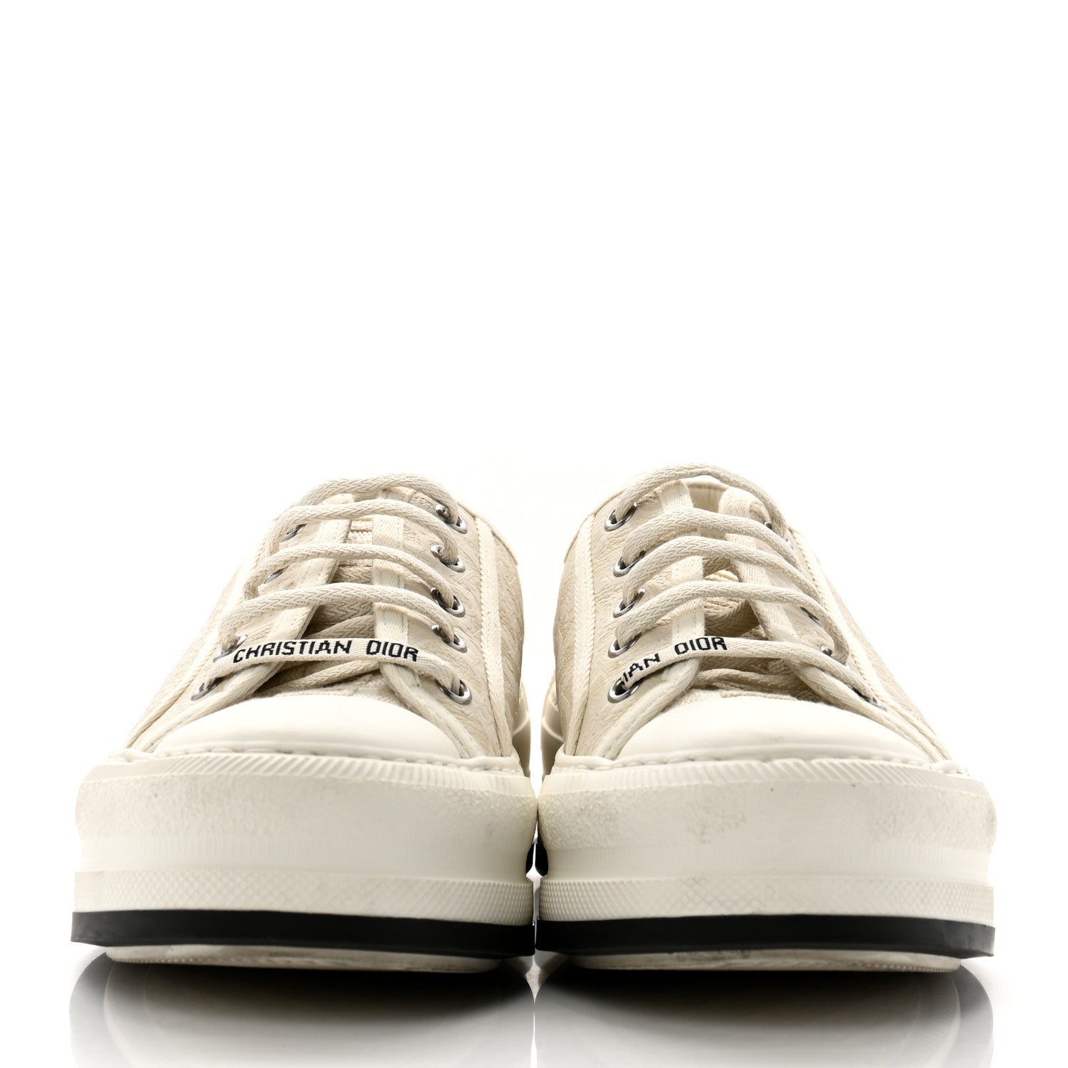 Christian Dior Calfskin Oblique Walk'N'Dior Low Top Sneakers 37 White Black 3 of 10