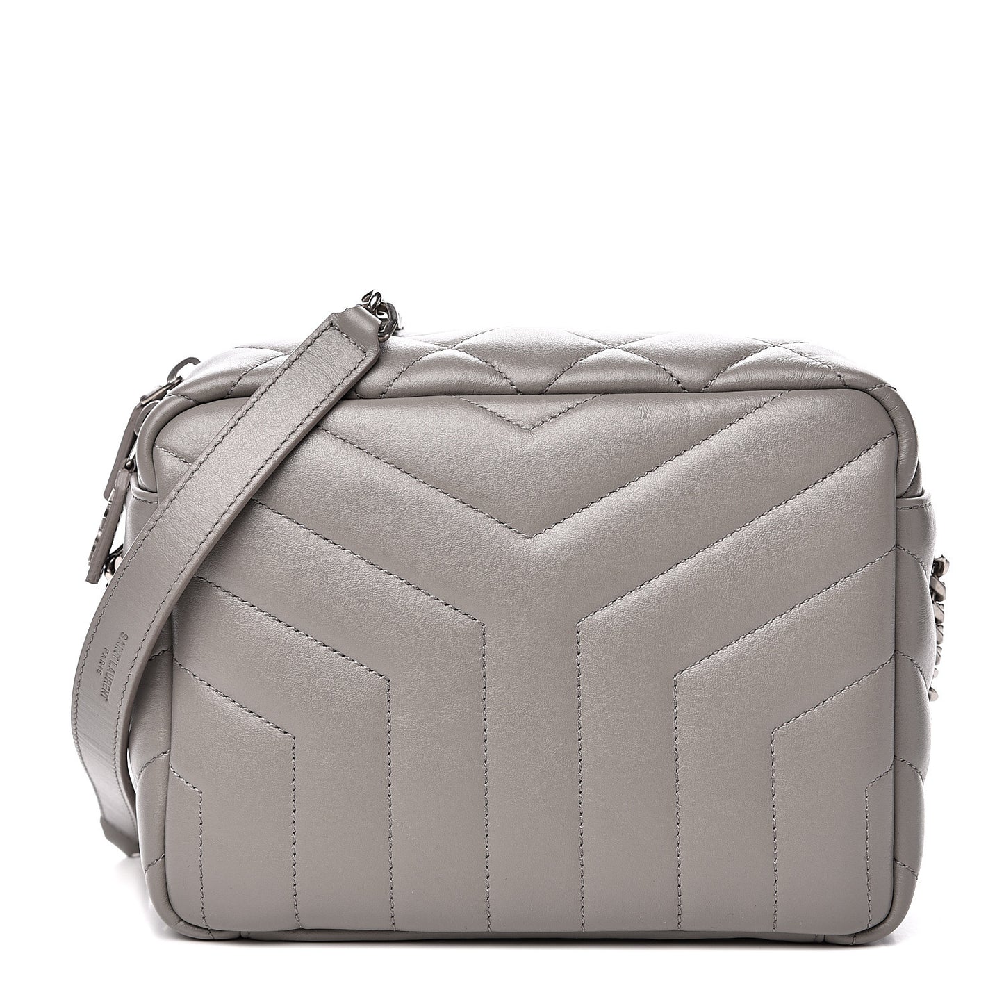 Calfskin Y Quilted Monogram Small Loulou Bowling Bag Light Gray