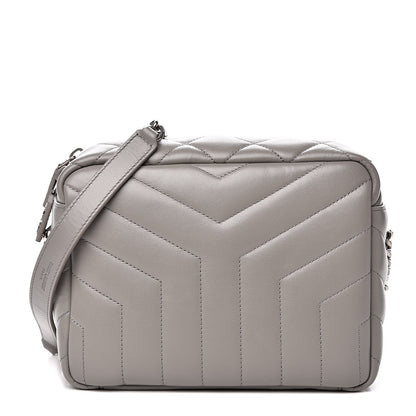 Saint Laurent Calfskin Y Quilted Monogram Small Loulou Bowling Bag Light Gray 1 of 10