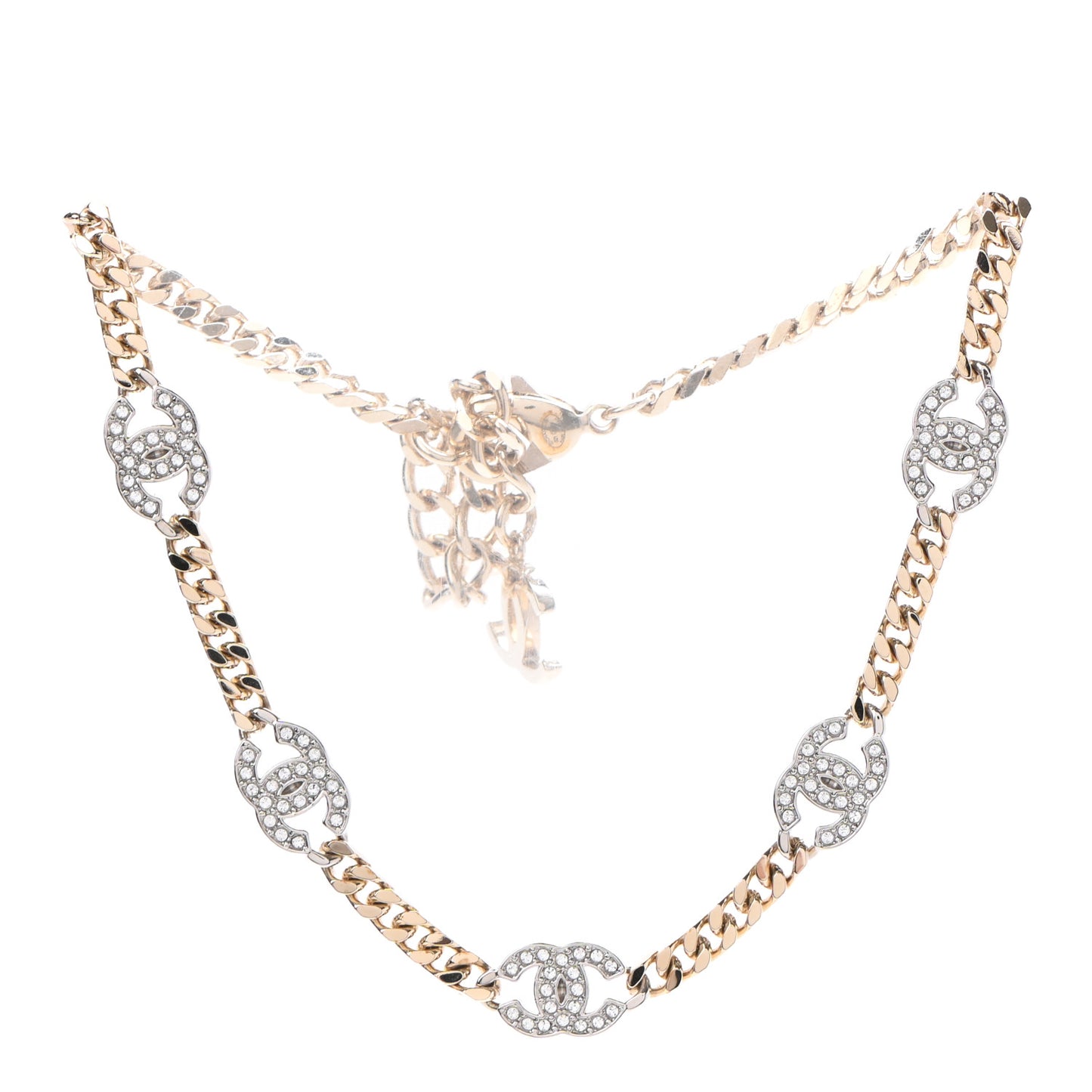 Crystal Chain CC Choker Gold Silver