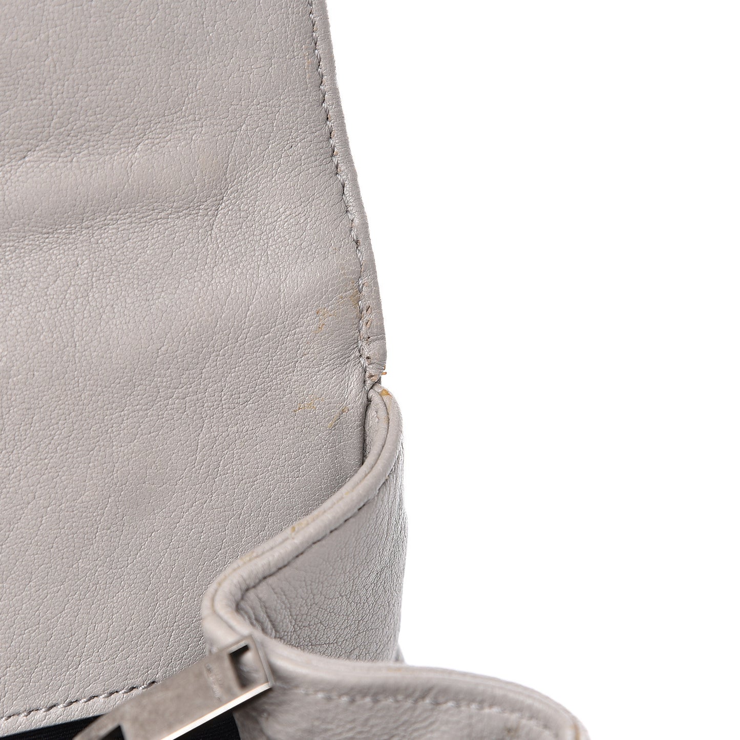 Sheepskin Matelasse Chevron Monogram Large College Satchel Light Grey