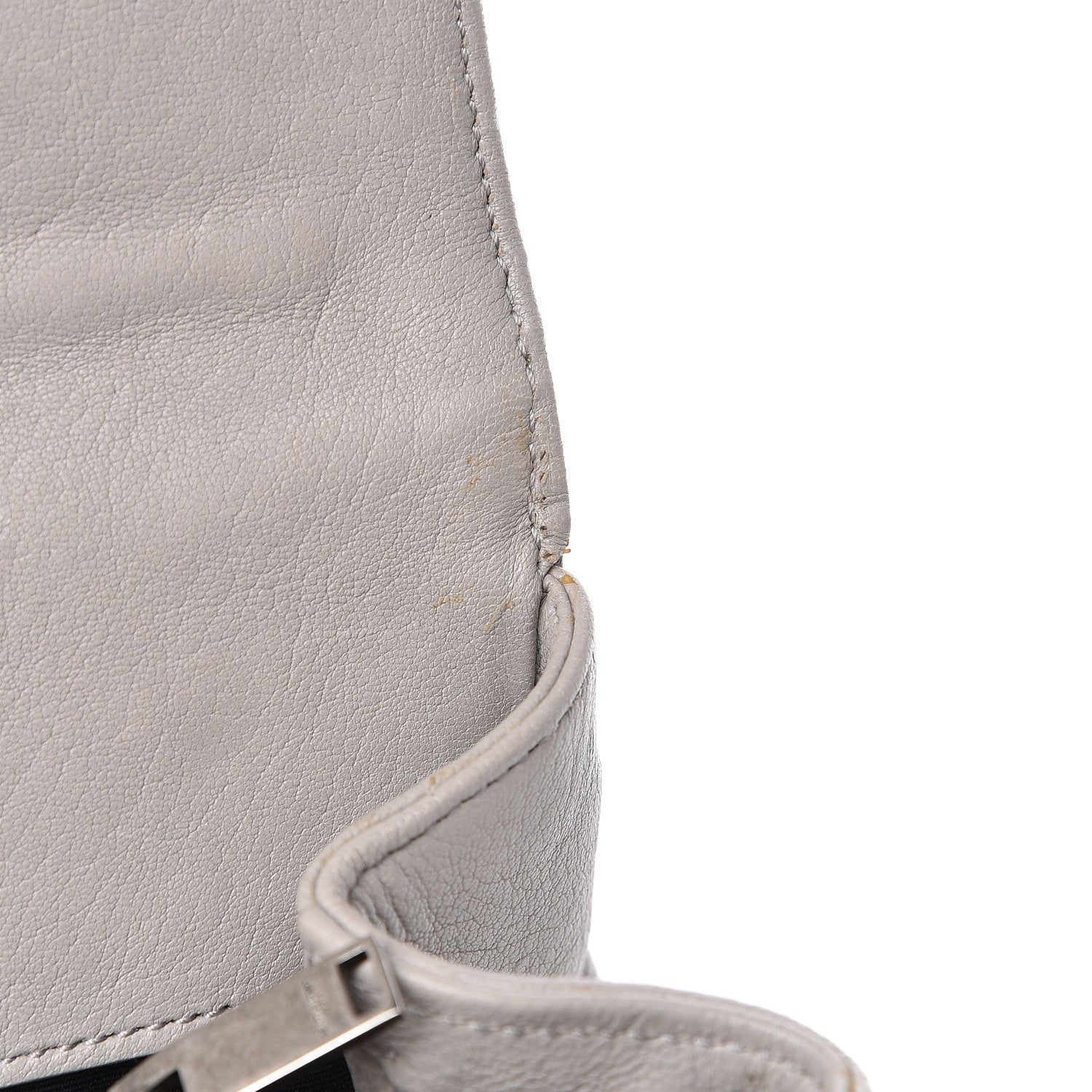 Saint Laurent Sheepskin Matelasse Chevron Monogram Large College Satchel Light Grey 24 of 25
