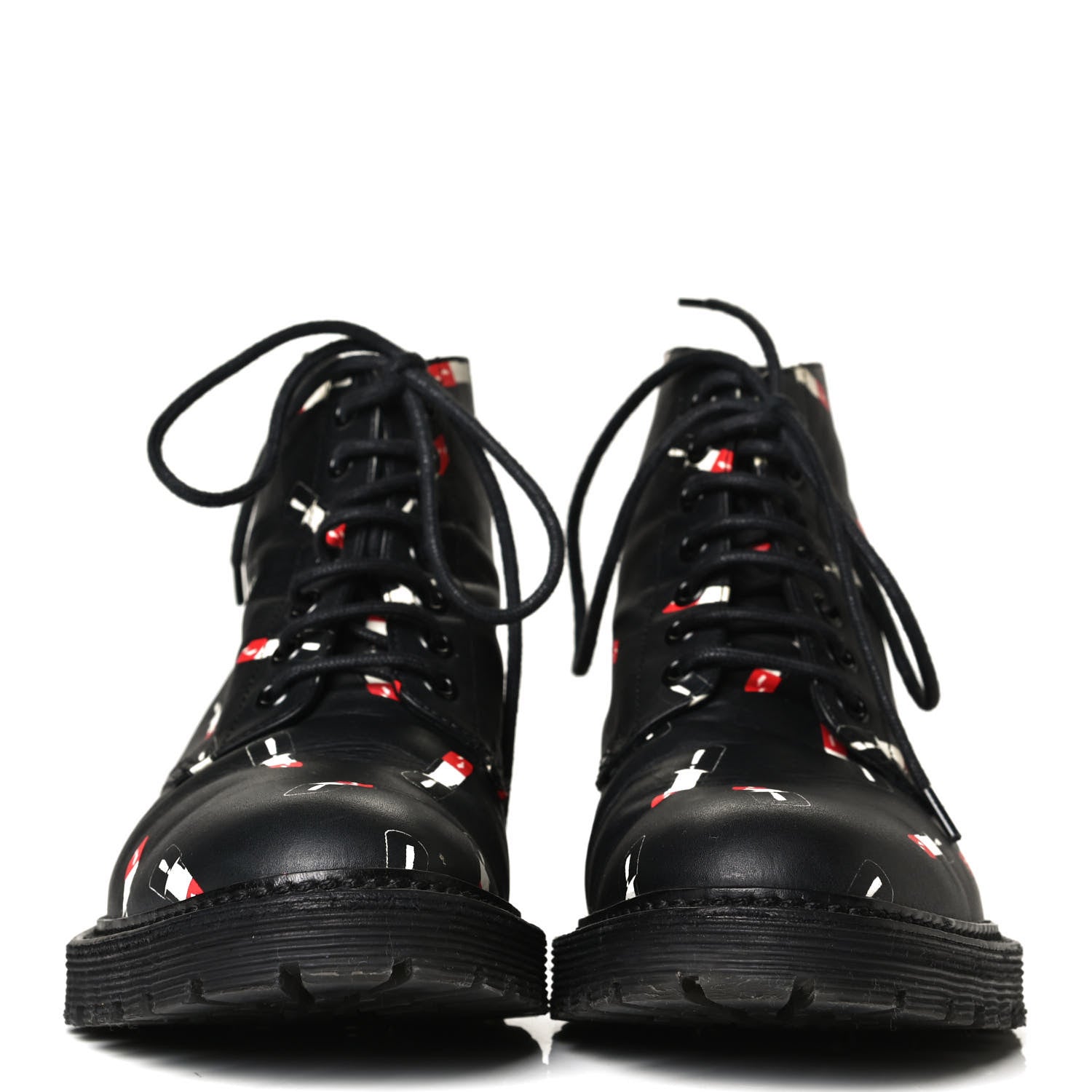 Saint Laurent Smooth Calfskin Rangers Boots 37 Black Red 3 of 22