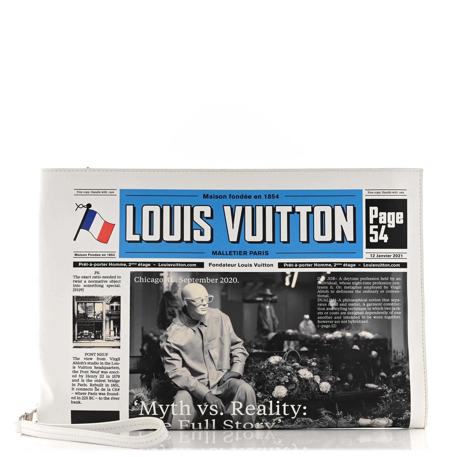 Louis Vuitton Calfskin Newspaper Print Pouch 1 of 8