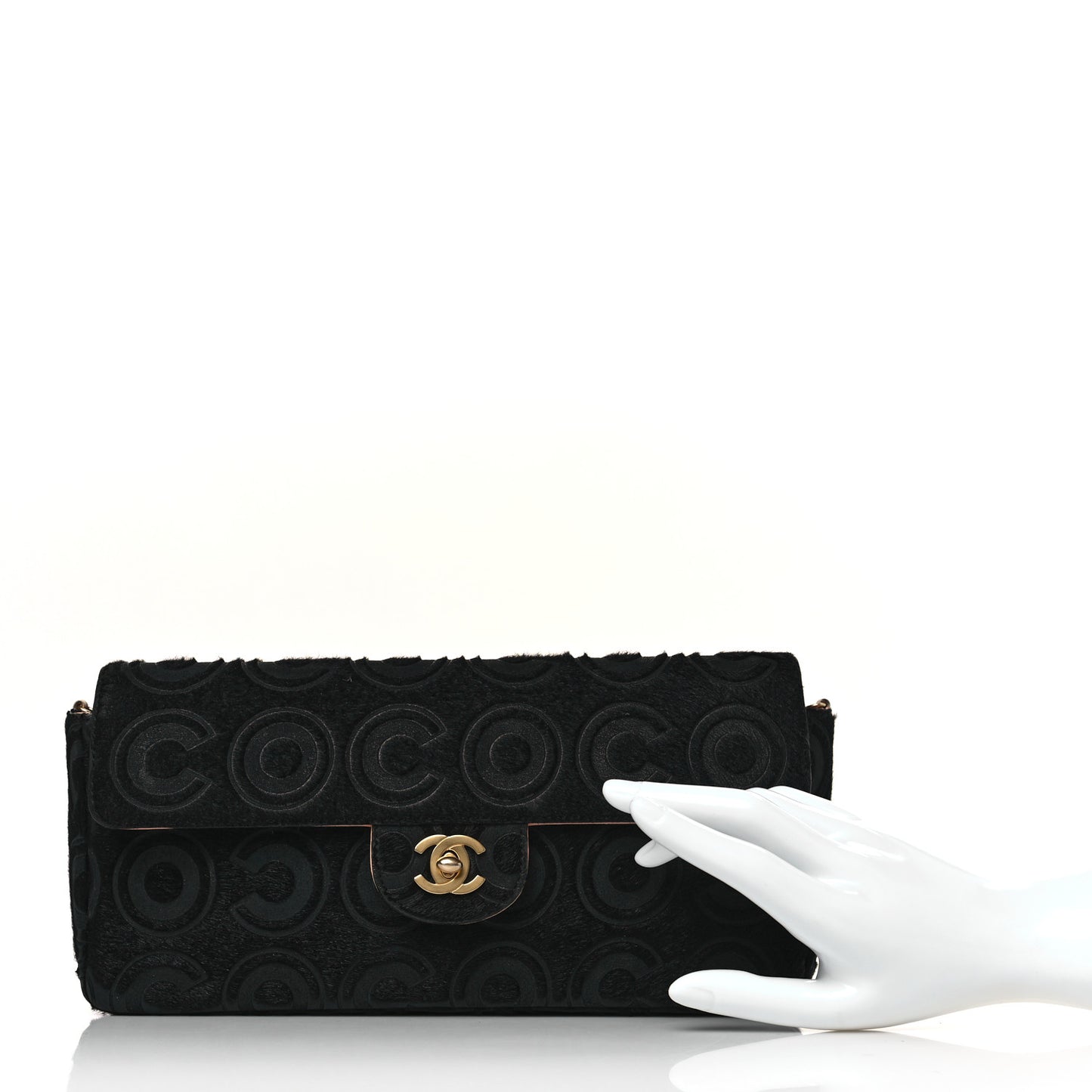 Pony Hair CocoDouble East West Flap Black Rose
