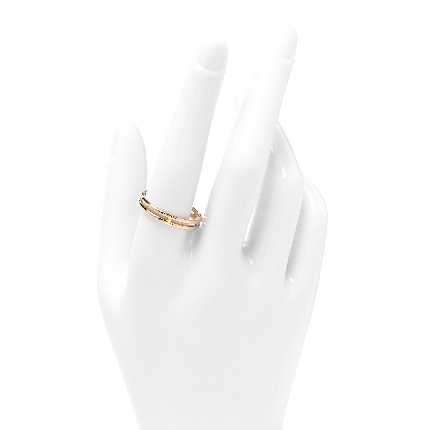 Hermes 18K Yellow Gold Ariane Wedding Band Ring 62 10 2 of 5