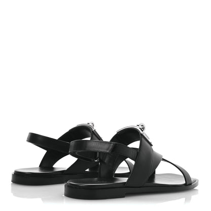 Hermes Calfskin Womens Ines Sandals 39 Black 5 of 9