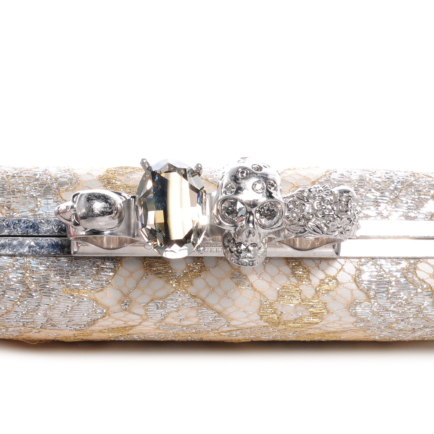 Lake Tulip Lace Knuckle-Duster Clutch Bag Silver