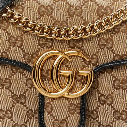 Gucci Monogram Matelasse Diagonal Small GG Marmont Shoulder Bag Beige Black 9 of 11
