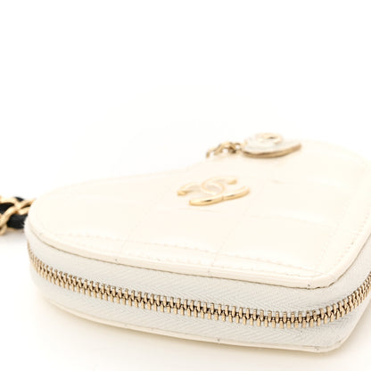 Chanel Patent Calfskin Resin Quilted CC Heart Clutch With Chain Black 15 of 17