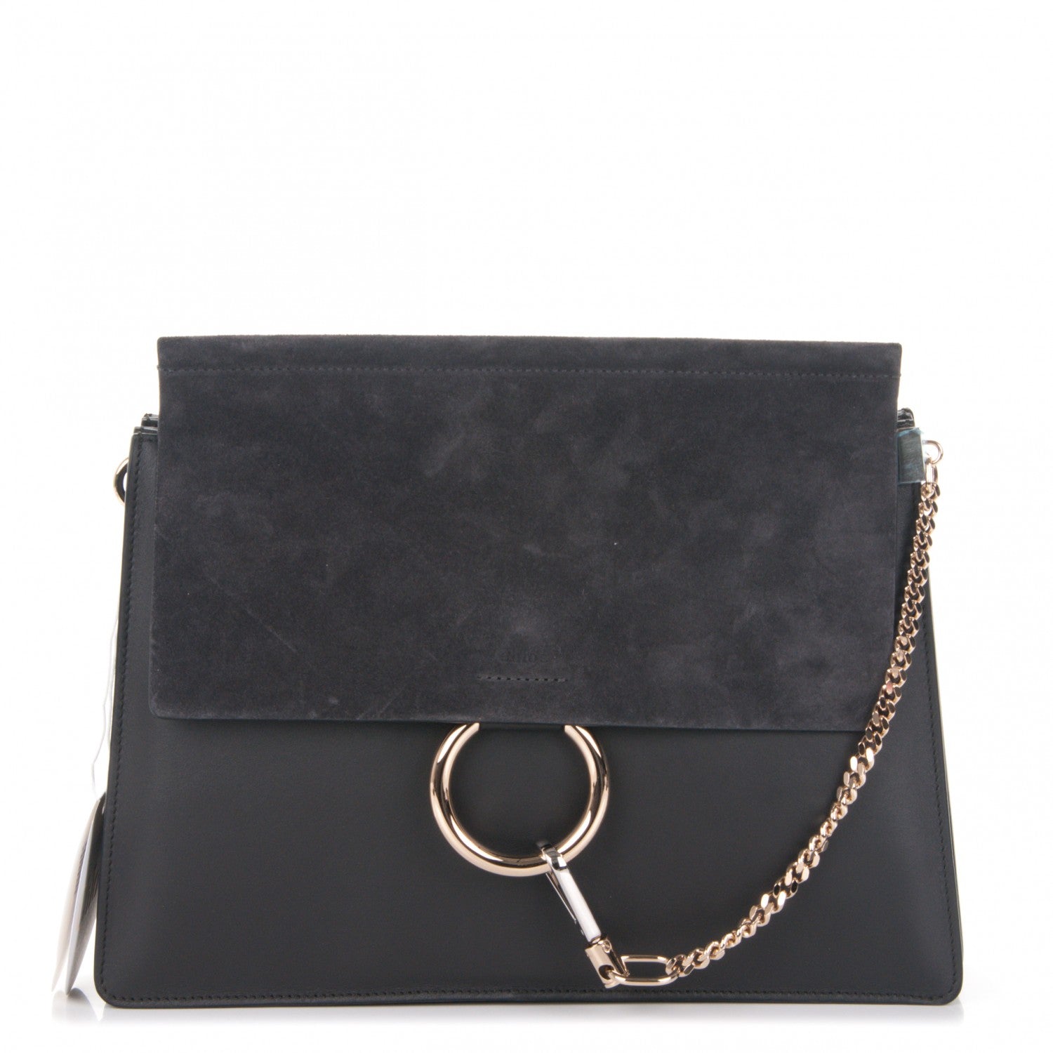 Chloe Calfskin Suede Medium Faye Shoulder Bag Carbon Grey 1 of 7