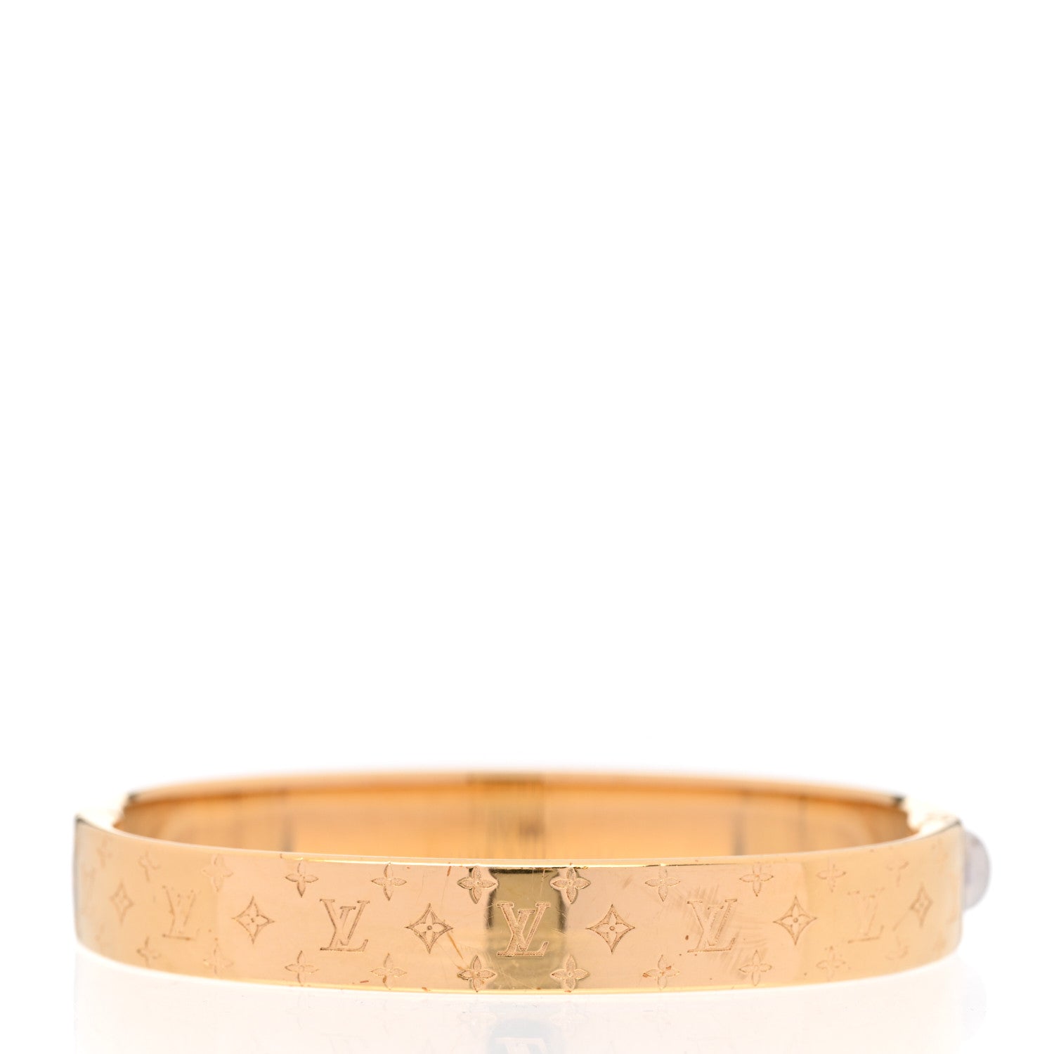 Louis Vuitton Brass Monogram Nanogram Cuff M Gold 3 of 8