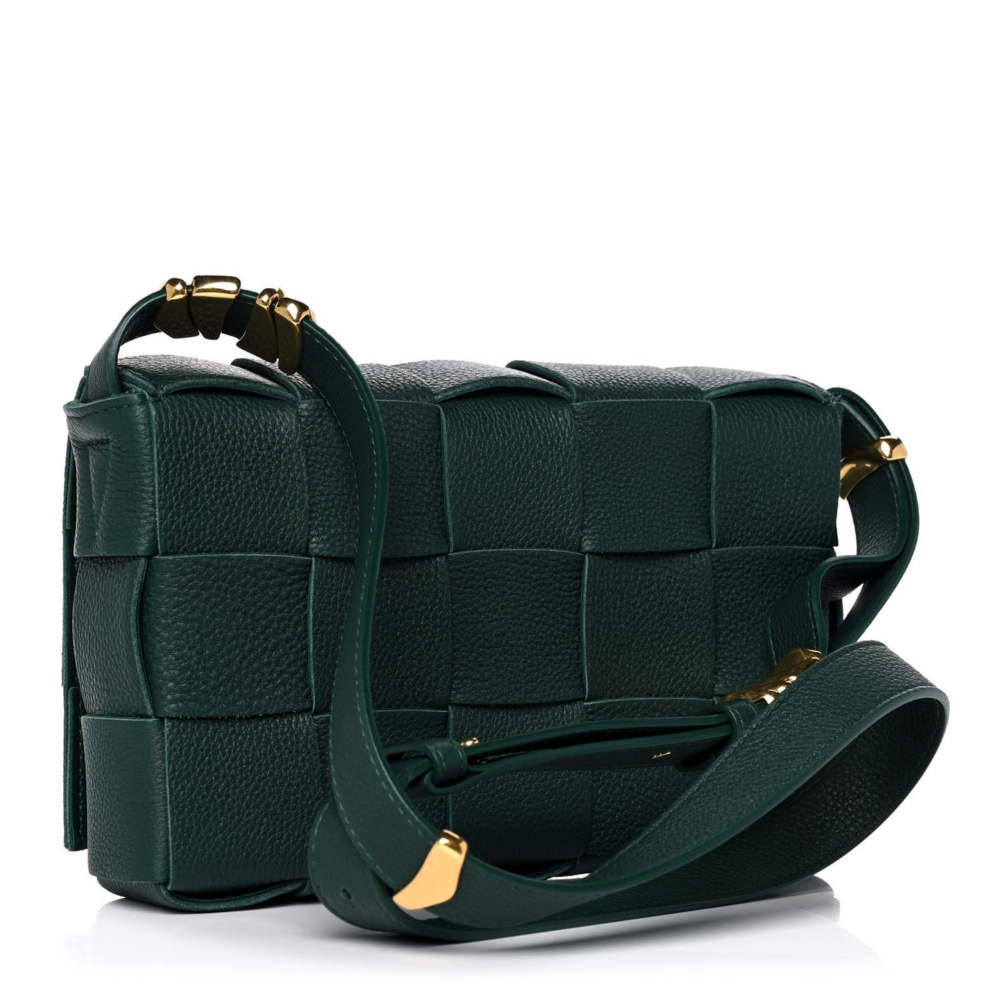 Grained Calfskin Maxi Intrecciato Cassette Crossbody Bag Raintree Green