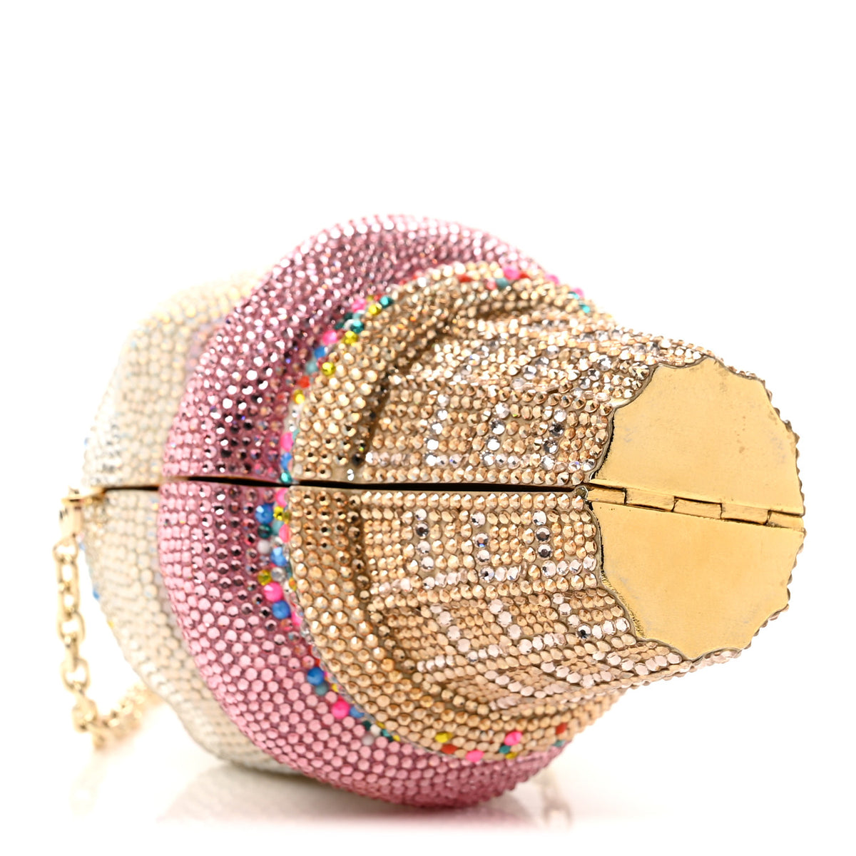 Crystal Ice Cream Cone Minaudiere Clutch Pink Multicolor