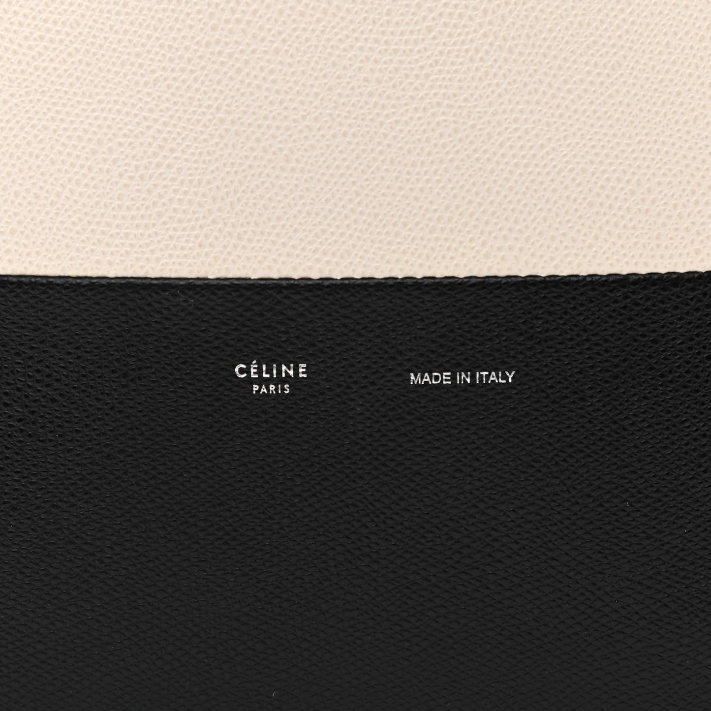 Grained Calfskin Small Vertical Bi-Cabas Cream Black