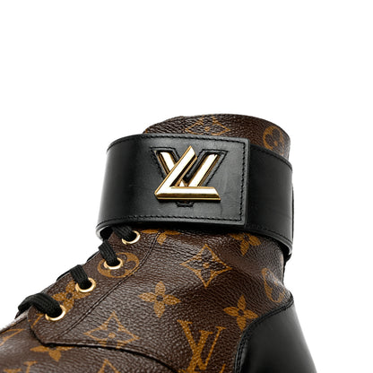 Louis Vuitton Calfskin Monogram Wonderland Flat Ranger Boots 37 Black 12 of 14