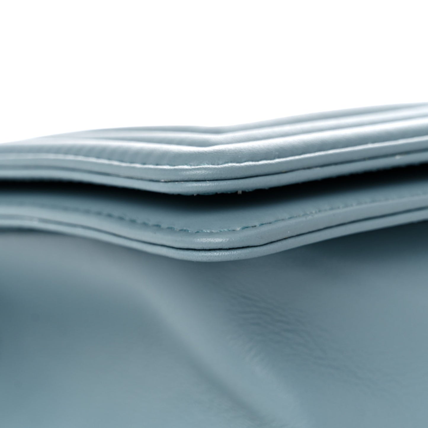 Calfskin Quilted Medium Boy Flap Light Blue