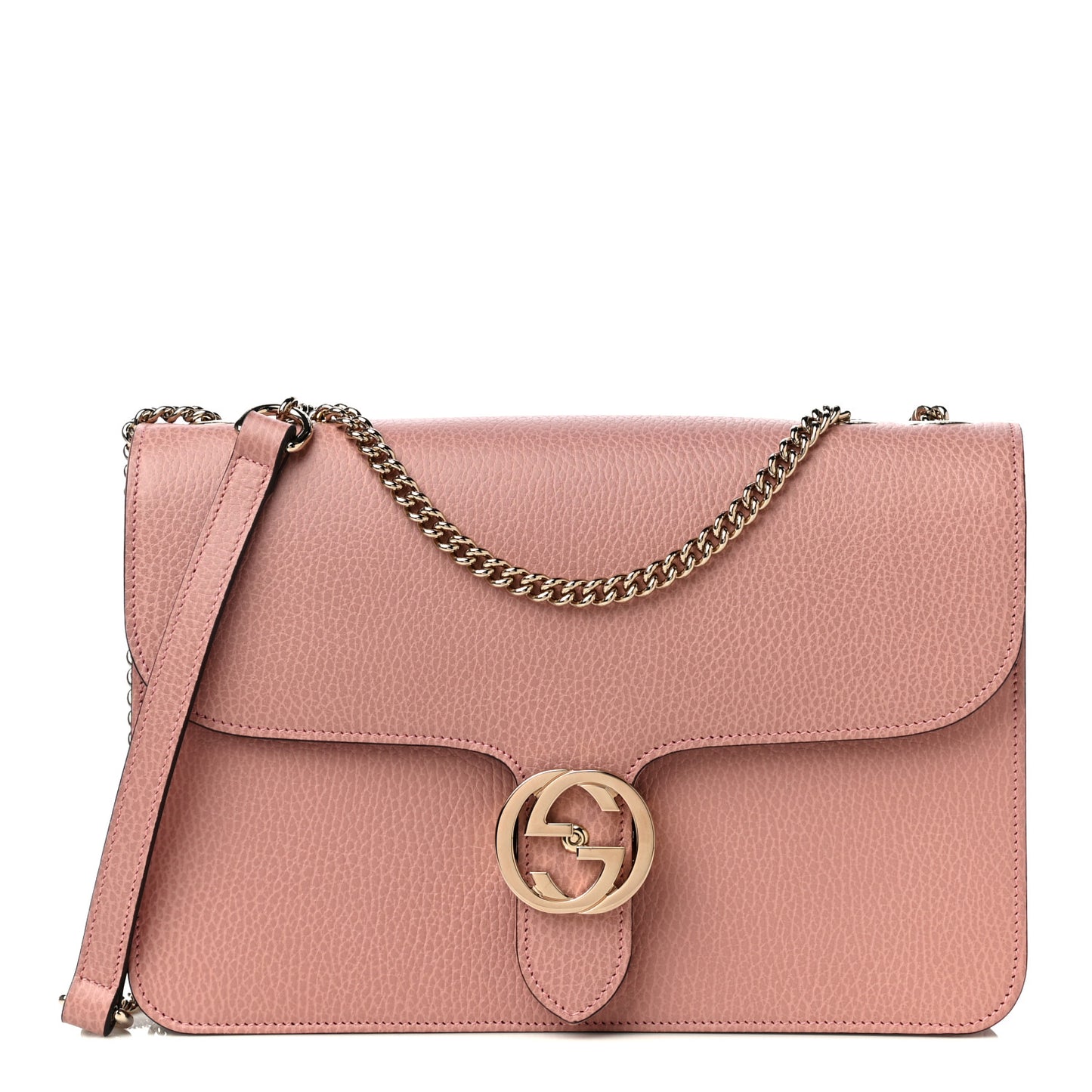 Dollar Calfskin Interlocking G Shoulder Bag Soft Pink