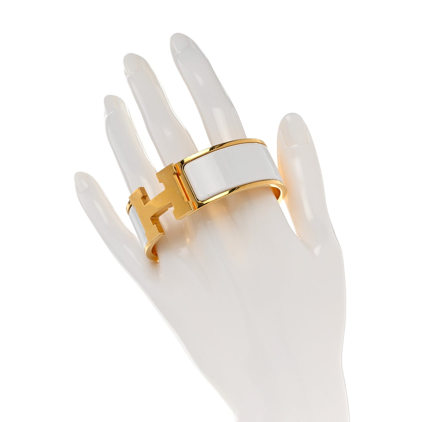 Enamel Wide Clic Clac H Bracelet GM White