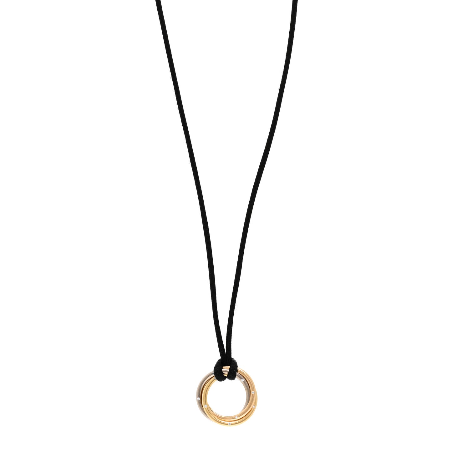 18K Pink Yellow White Gold Diamond Trinity Cord Necklace