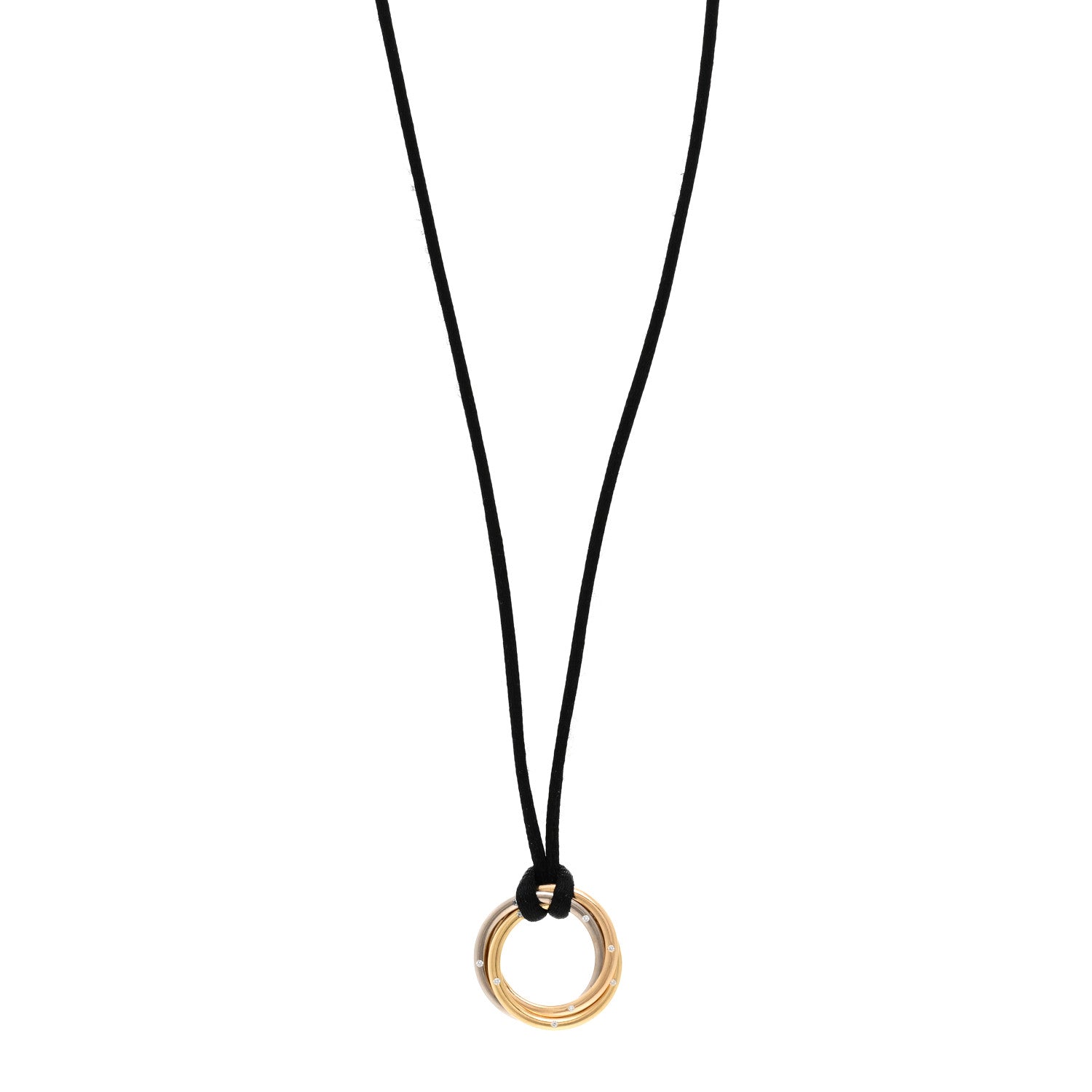 Cartier 18K Pink Yellow White Gold Diamond Trinity Cord Necklace 1 of 4