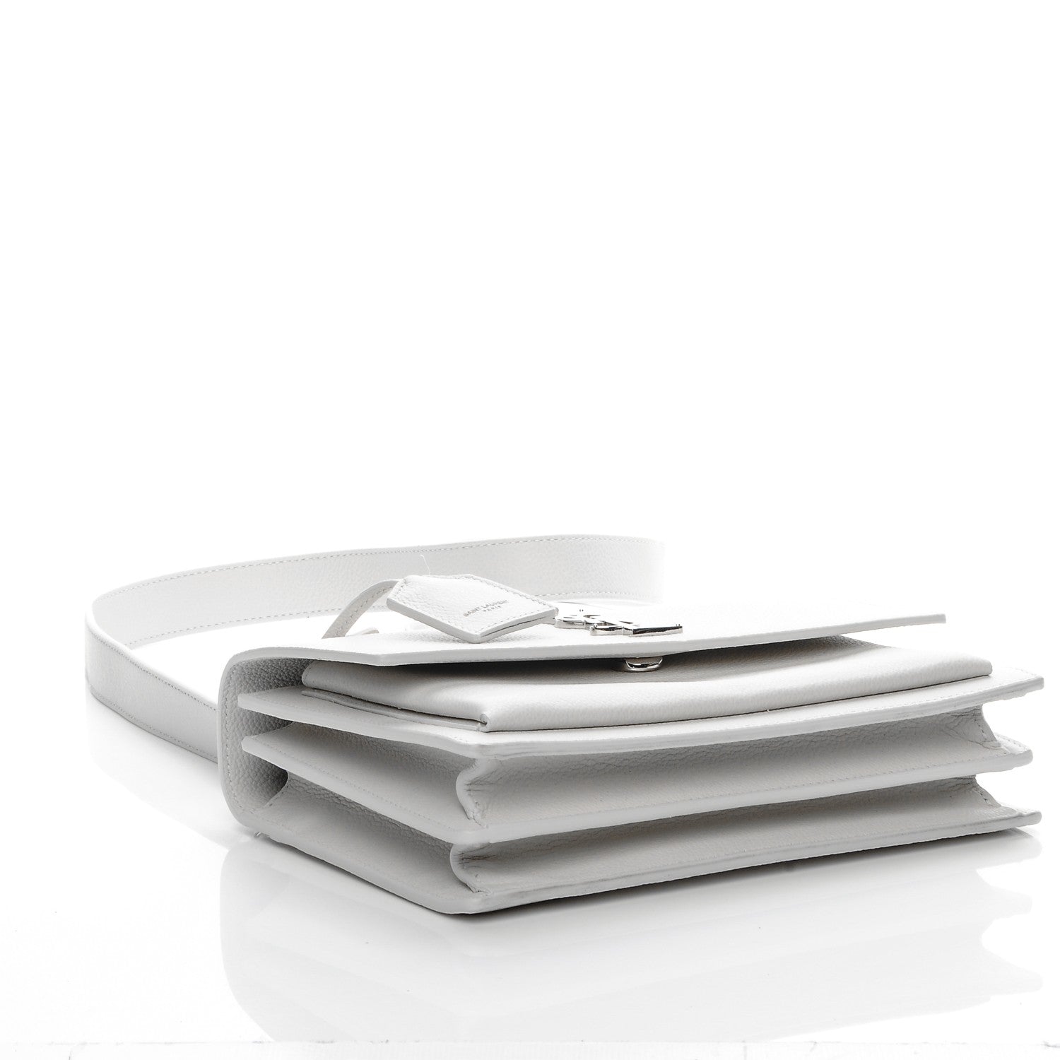 Saint Laurent Grained Calfskin Medium Monogram Sunset Dove White 5 of 9