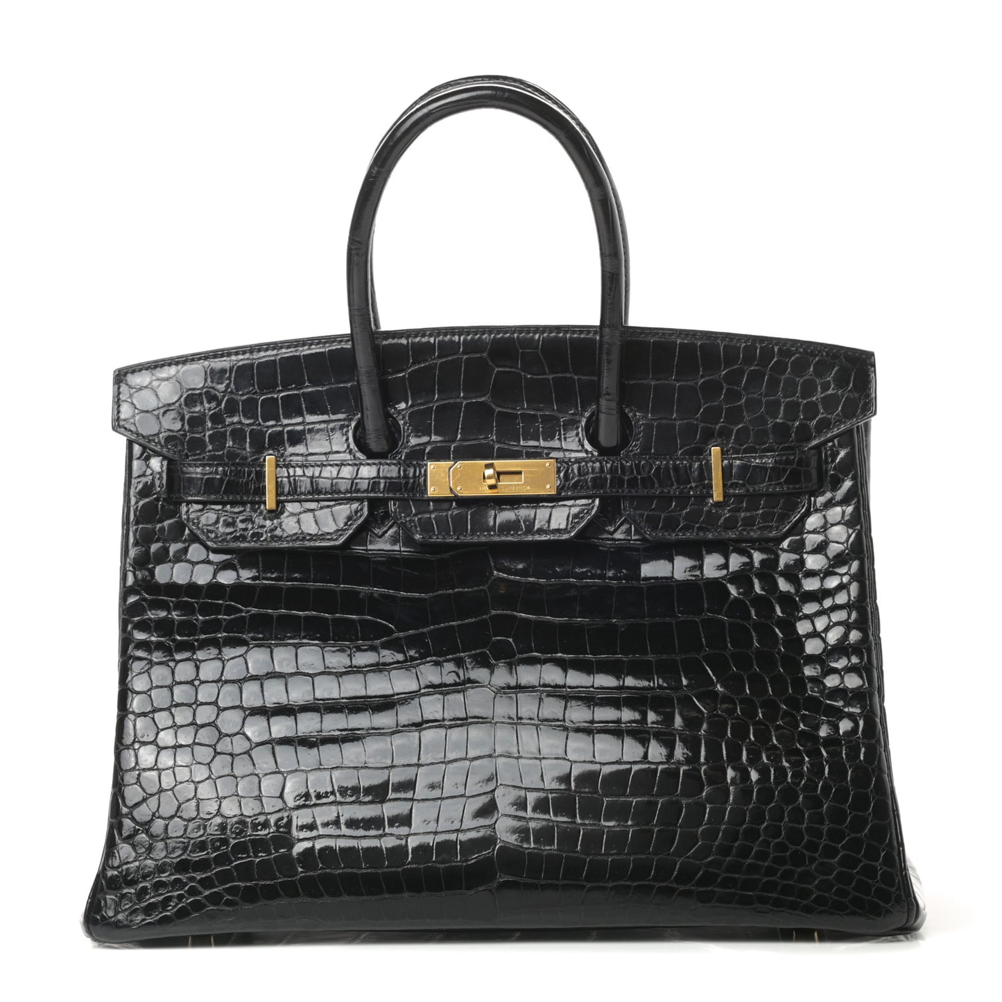 Shiny Porosus Crocodile Birkin 35 Black