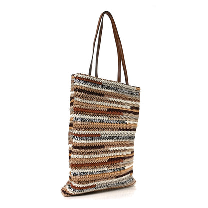 Miu Miu Cotton Crochet Stripe Vertical Tote Bag Naturale 2 of 8