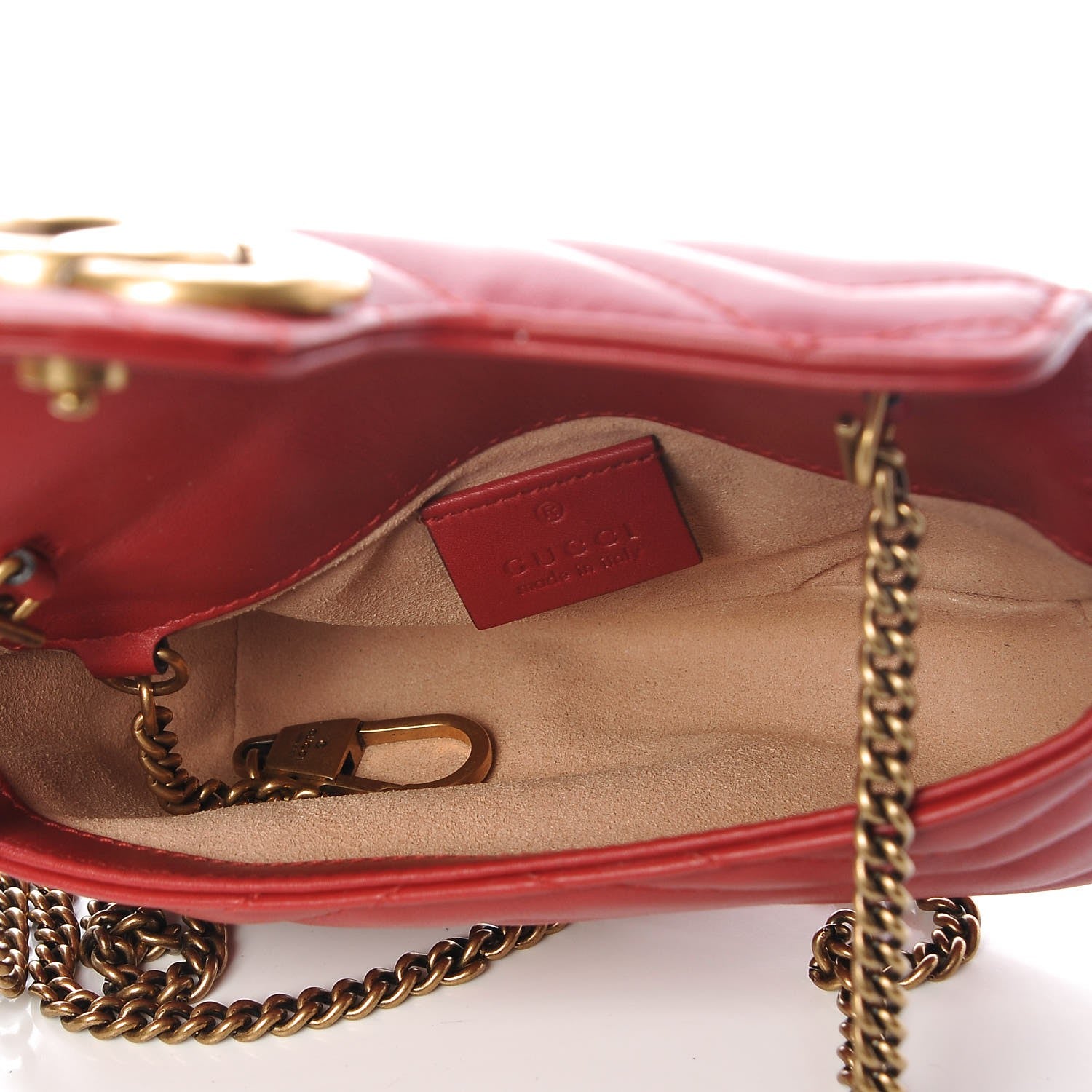 Gucci Calfskin Matelasse Super Mini GG Marmont Shoulder Bag Hibiscus Red 5 of 8