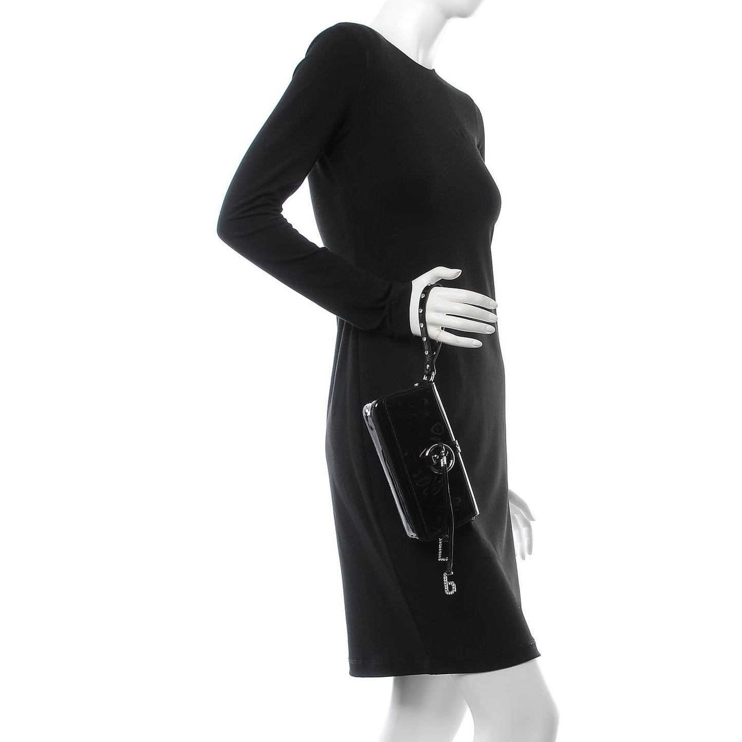 Patent Crystal Clutch Black
