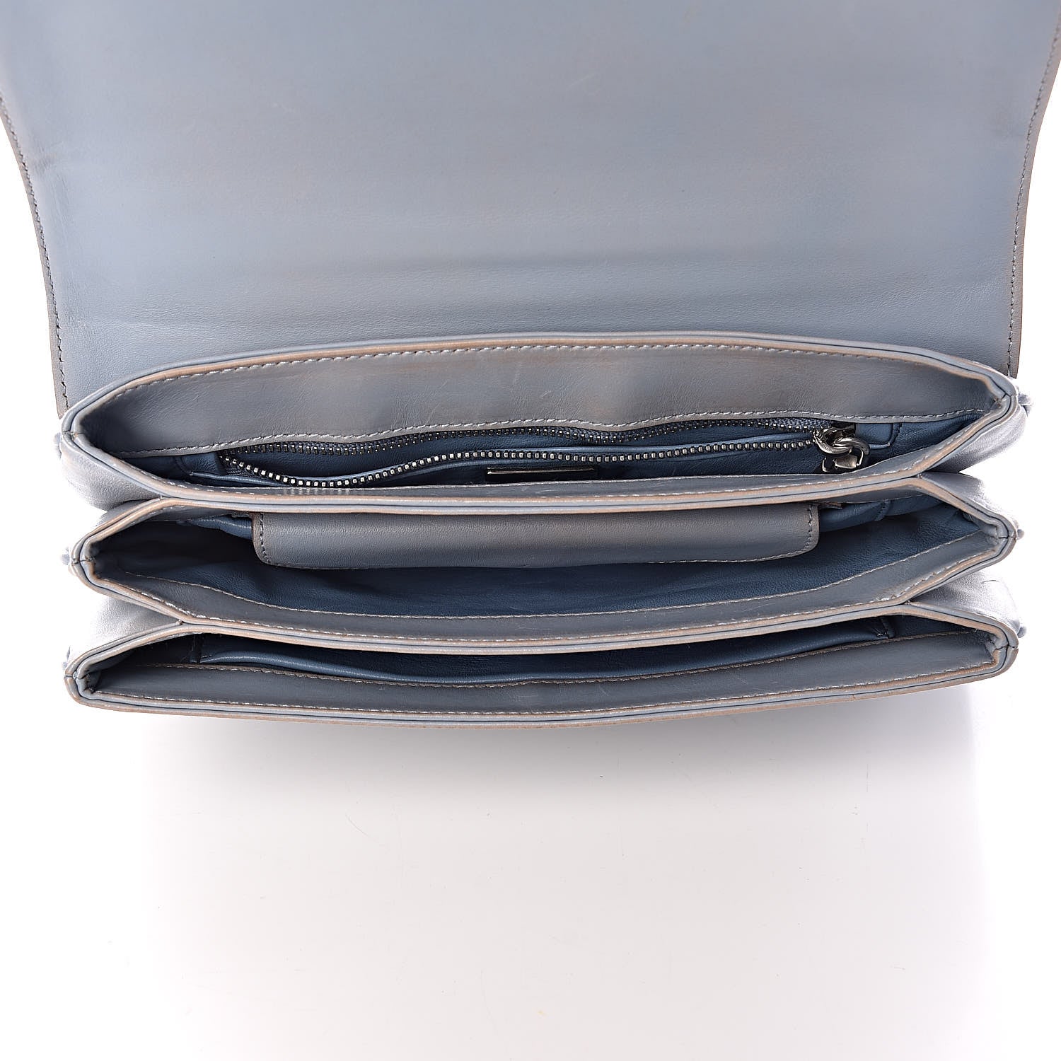 Prada Vitello Vintage Metal Closure Shoulder Bag Light Blue 7 of 18