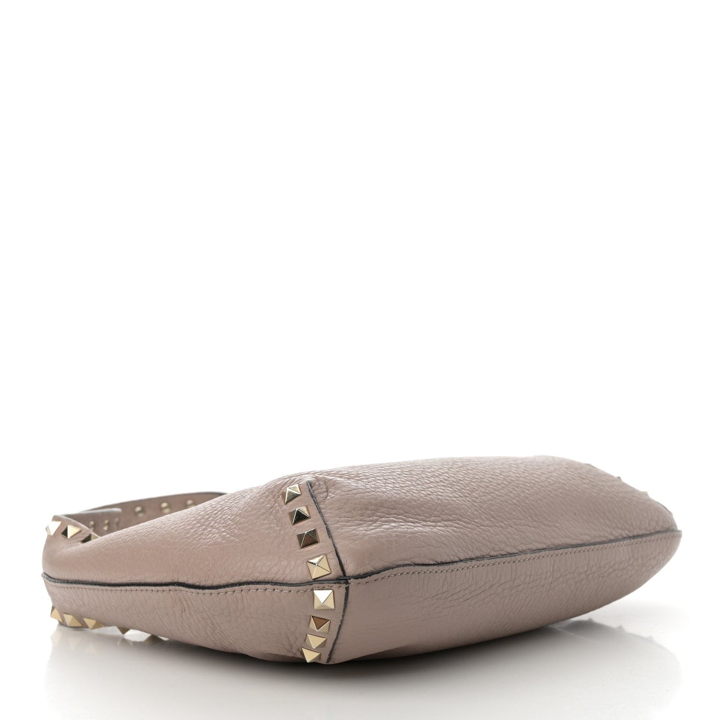 Pebbled Calfskin Small Rockstud Flip Lock Hobo Poudre