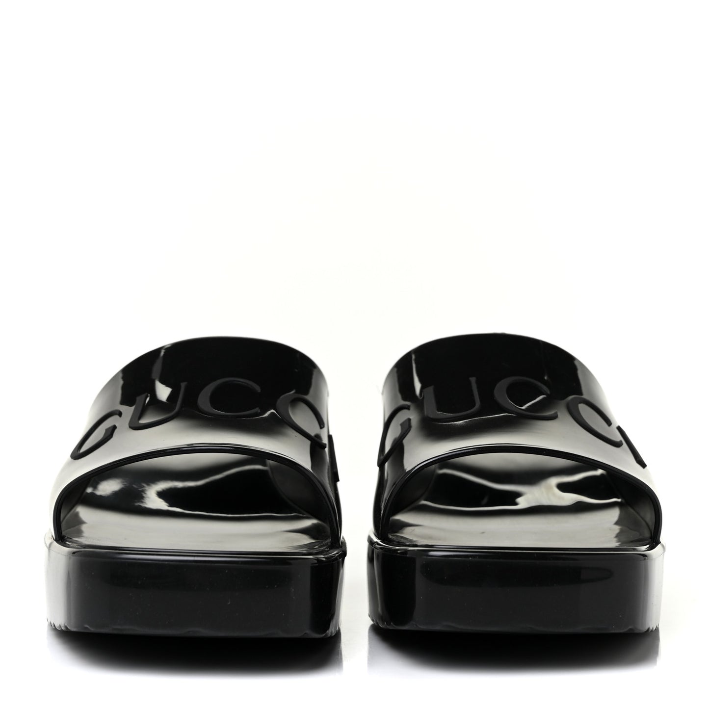 Rubber Gucci Logo Womens Platform 20/60mm Slide Sandals 36 Black