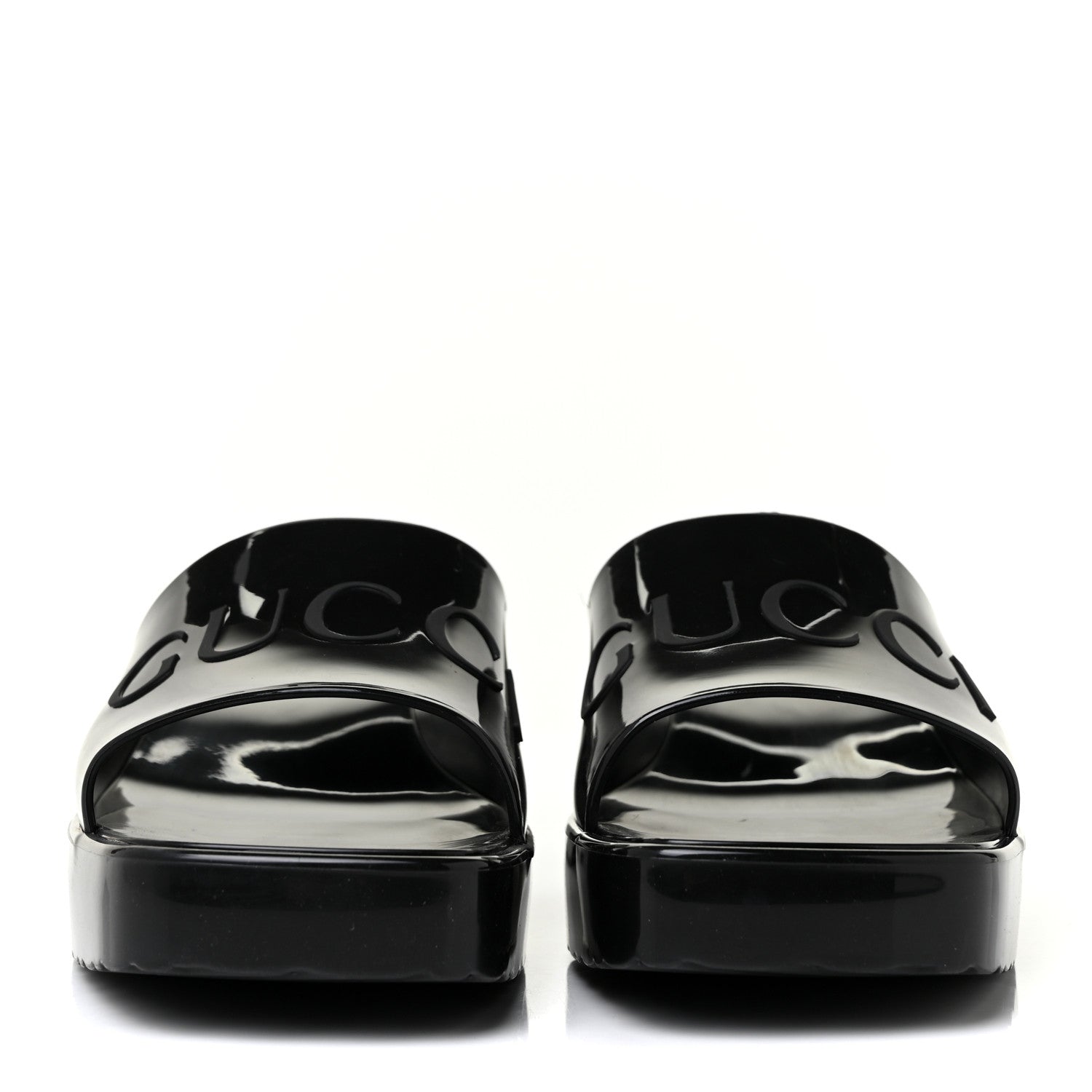 Gucci Rubber Gucci Logo Womens Platform 20/60mm Slide Sandals 36 Black 2 of 7