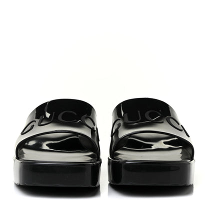 Gucci Rubber Gucci Logo Womens Platform 20/60mm Slide Sandals 36 Black 2 of 7