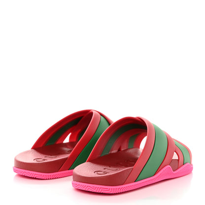 Gucci Rubber Web Womens Criss Cross Slide Sandals 39 Coral New Shamarock 4 of 8