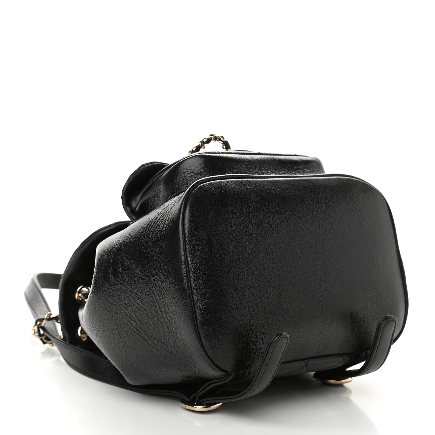 Chanel Glazed Aged Calfskin Quilted Small Duma Drawstring Backpack Black 4 of 9