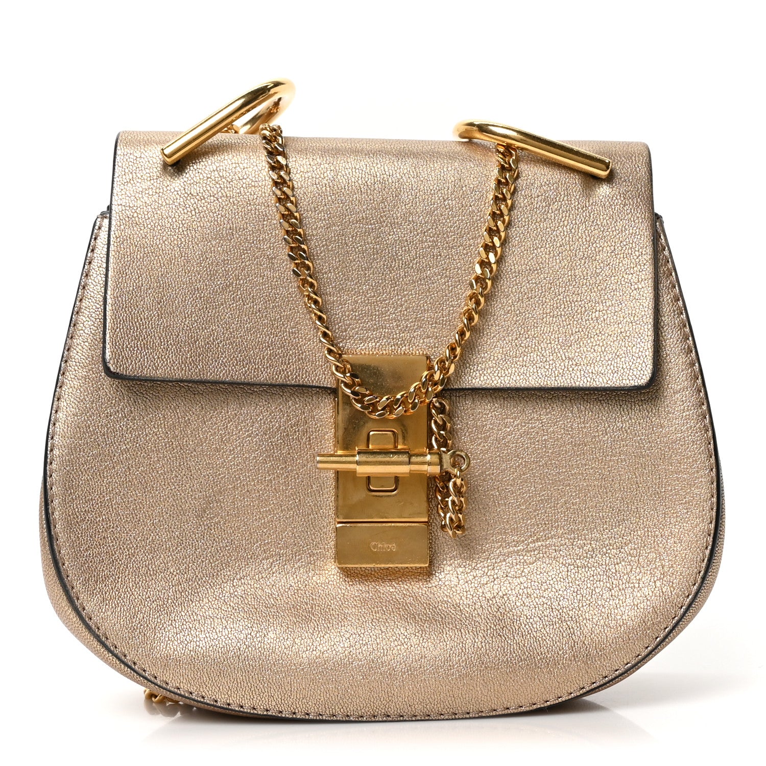 Chloe Metallic Grained Goatskin Nano Drew Shoulder Bag  Abstract Gold 1 of 9