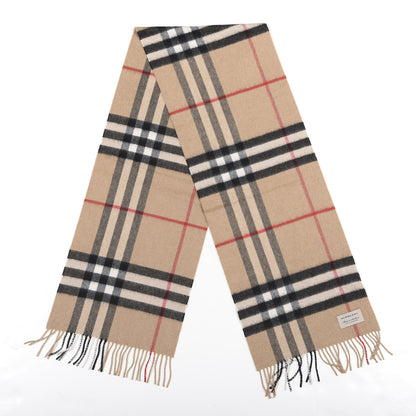 Burberry Cashmere Giant Check Fringe Scarf Camel 2 of 4