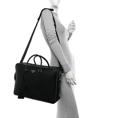 Prada Saffiano Travel Briefcase Black 2 of 22