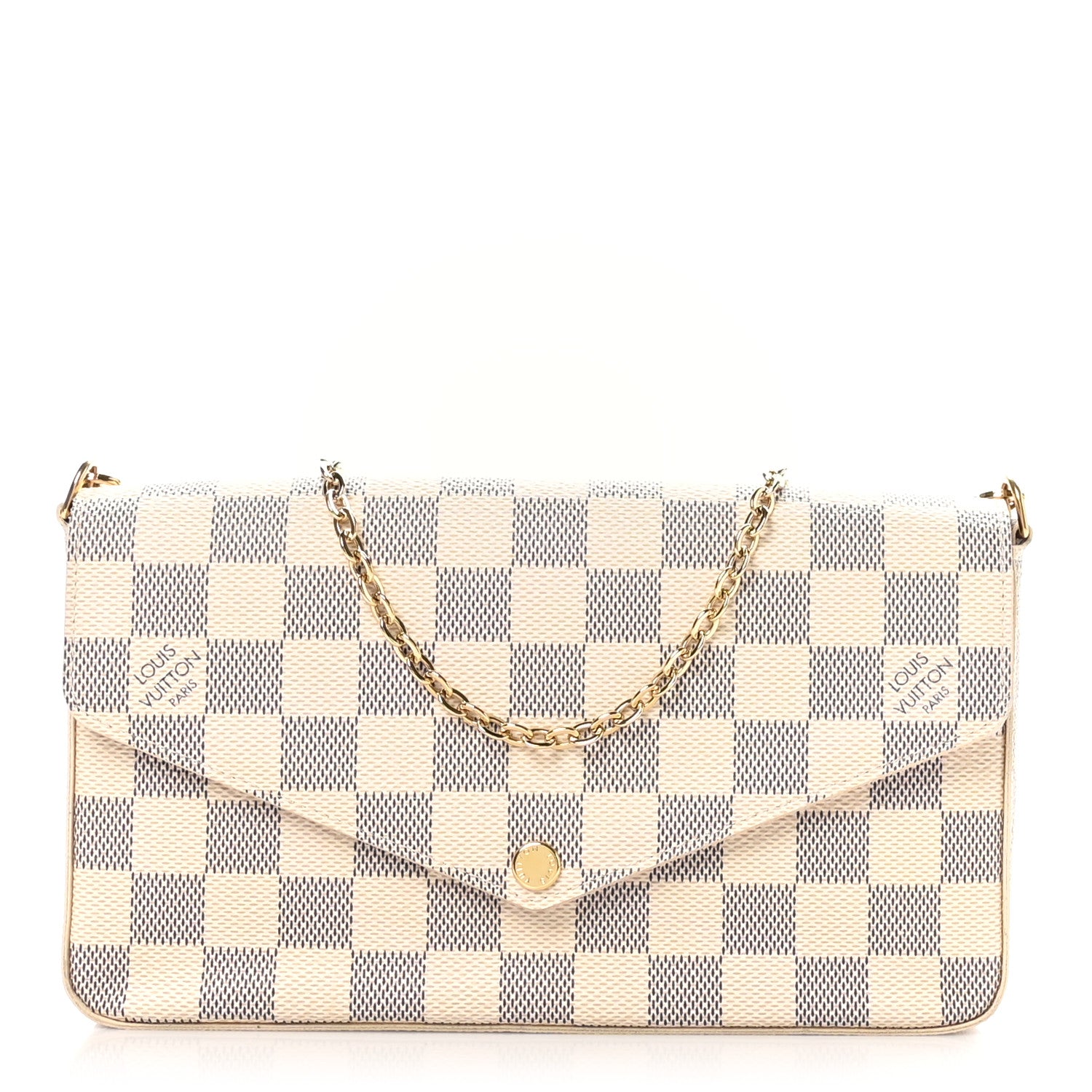 Louis Vuitton Damier Azur Pochette Felicie Chain Wallet Rose Ballerine 1 of 10