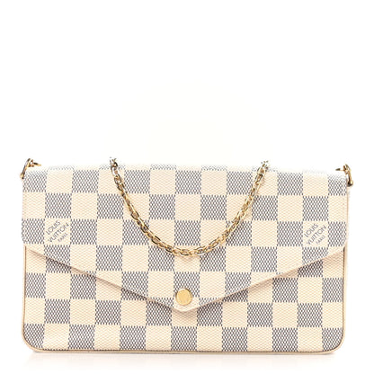 Louis Vuitton Damier Azur Pochette Felicie Chain Wallet Rose Ballerine 1 of 10