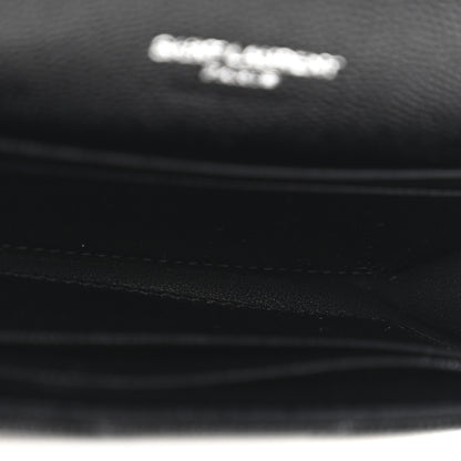 Saint Laurent Grain De Poudre Matelasse Chevron Small Monogram Envelope Wallet Black 5 of 9