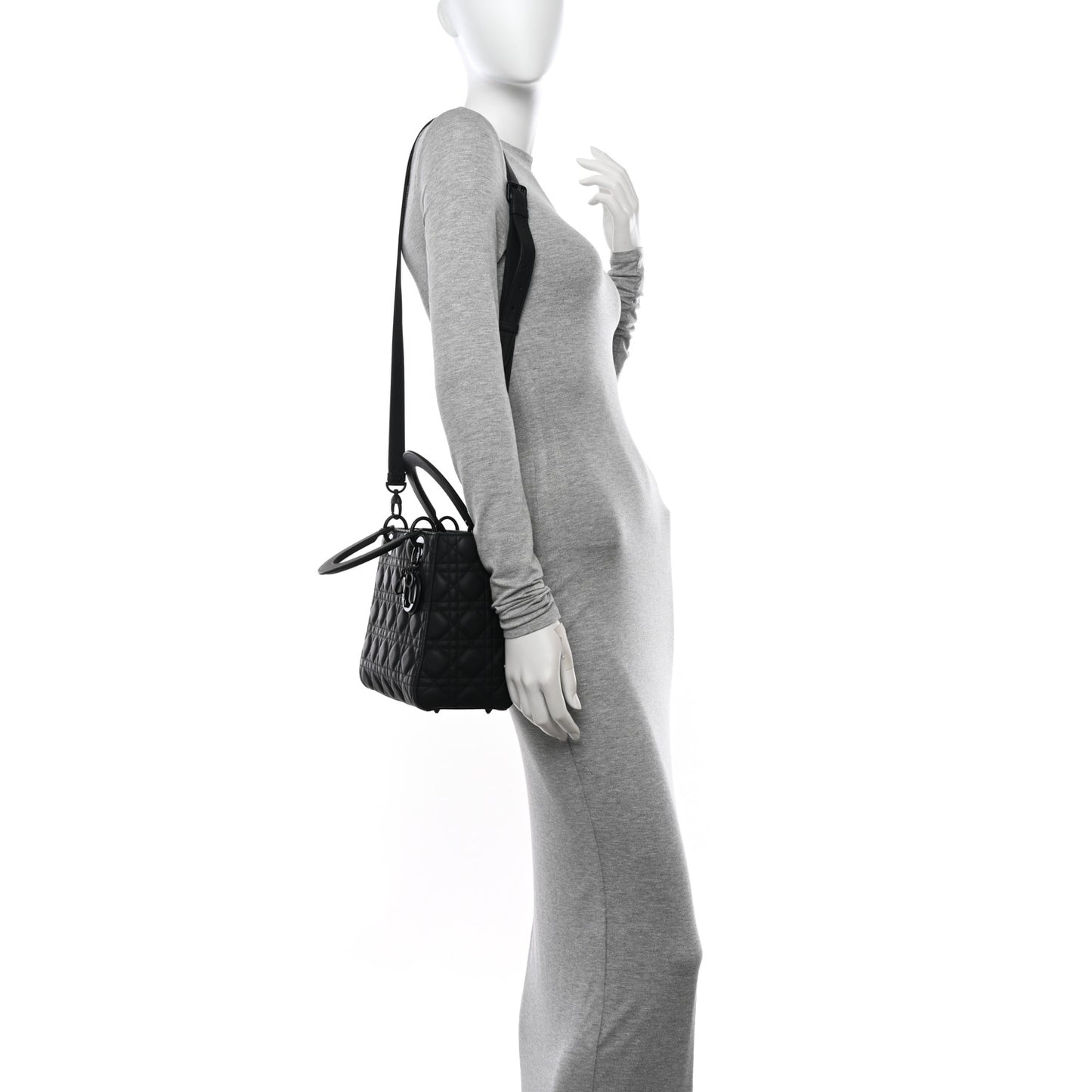 Ultra Matte Calfskin Cannage Medium Lady Dior Black