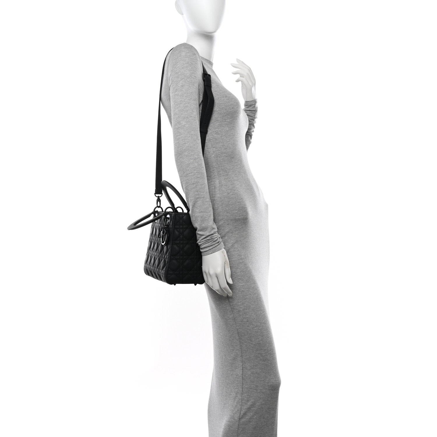Christian Dior Ultra Matte Calfskin Cannage Medium Lady Dior Black 2 of 10