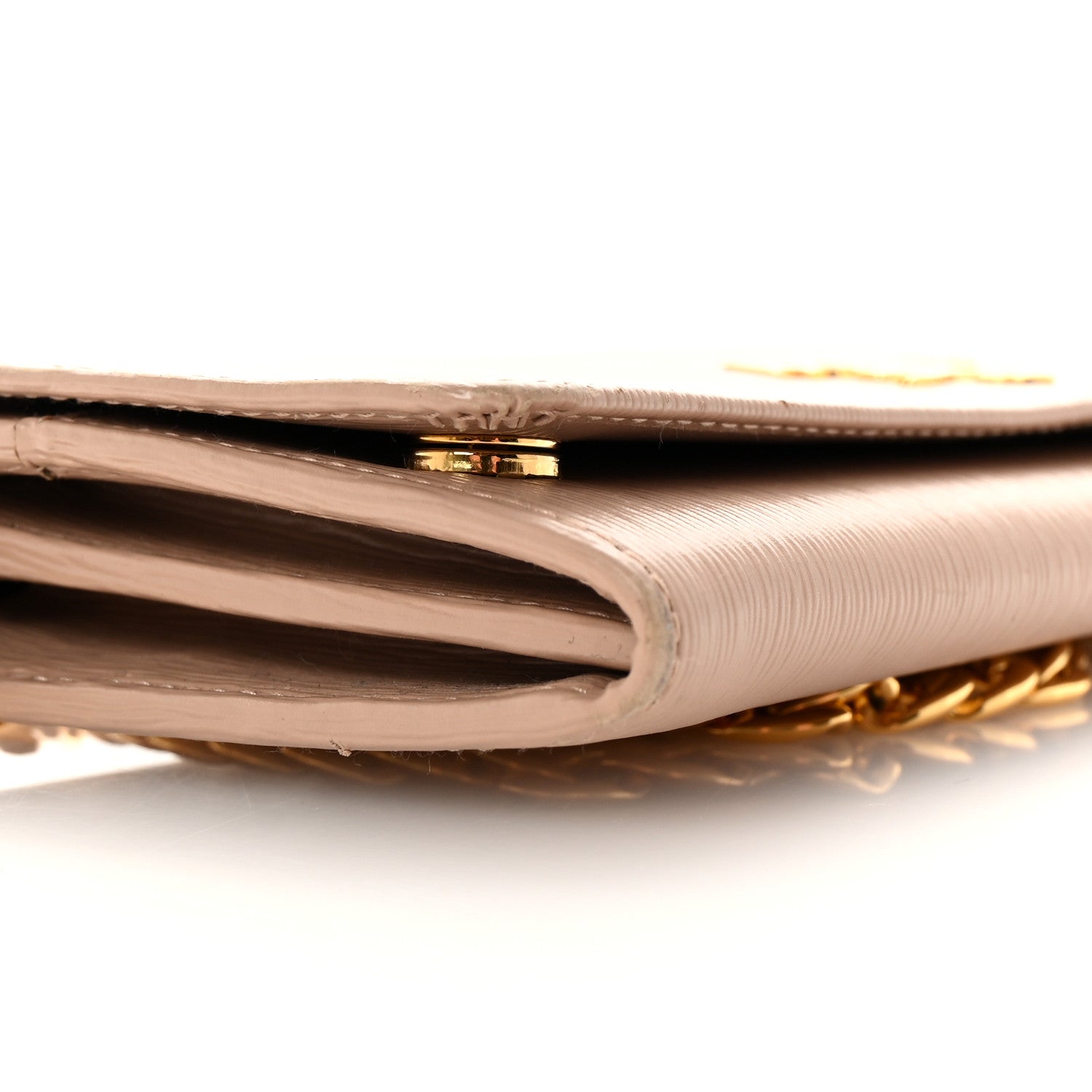 Prada Vitello Move Metal Oro Chain Wallet Cipria 8 of 9