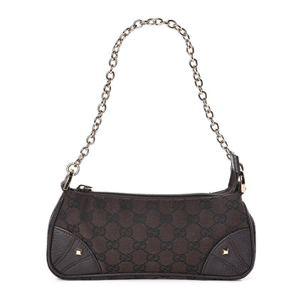 Gucci Monogram Studded Chain Clutch Dark Brown 1 of 10