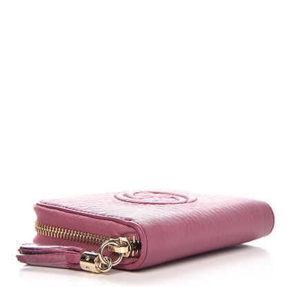 Gucci Pebbled Calfskin Soho Compact Disco Zip Around Wallet Peonia Flower 4 of 8