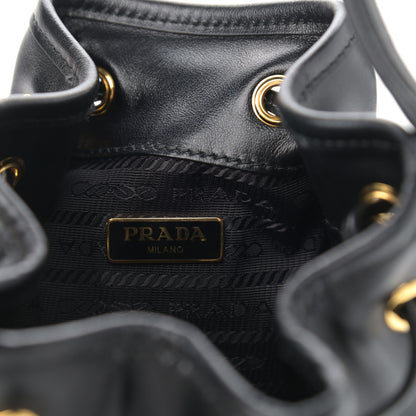 Prada Soft Calfskin Saffiano Mini Bucket Crossbody Bag Black 5 of 9