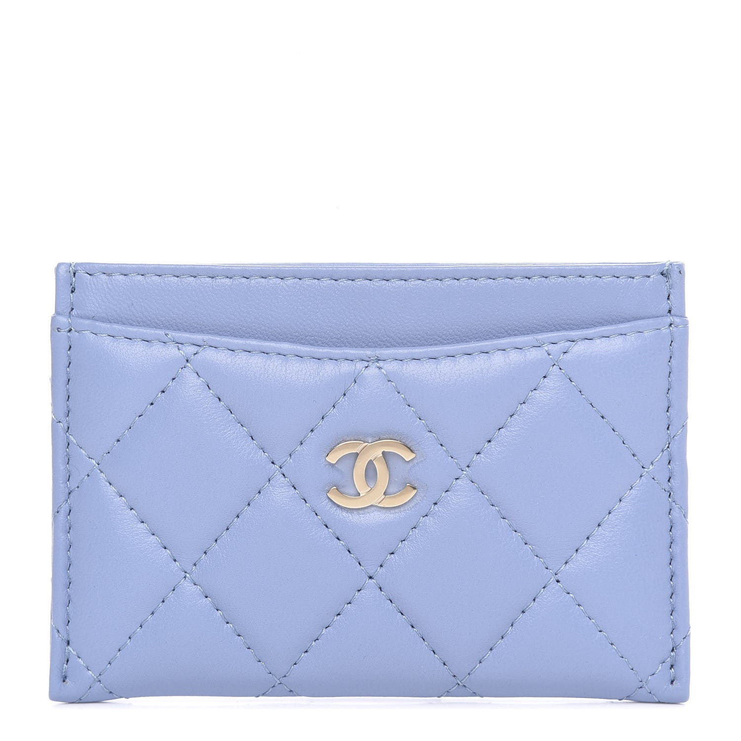 Chanel Lambskin Quilted Card Holder Light Blue 1 of 9